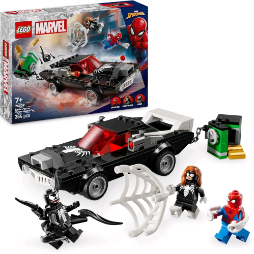 LEGO MARVEL SPIDER MAN CONTRO MUSCLE CAR VENOM MACCHINA GIOCATTOLO DA COSTRUIRE CON 3 MINIFUGURE